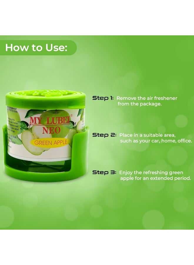 مجموعة من 3 قطع من معطر الجو للسيارة من ماي لوبي نيو برائحة التفاح الأخضر، معطر جو جل غير سام للاستخدام في السيارة والمنزل والمكتب، رائحة منعشة تدوم طويلاً، يمكن وضعه على لوحة القيادة أو في حامل الأكواب، مزيل روائح صديق للبيئة. - Image 4